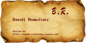 Bendi Romulusz névjegykártya